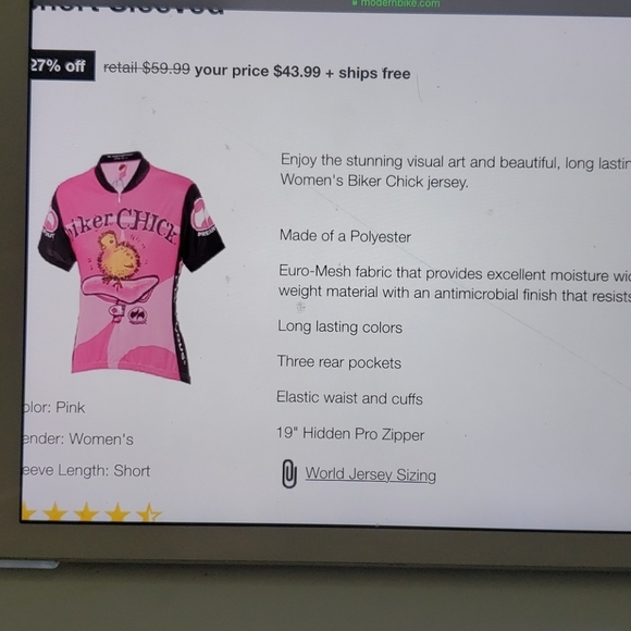 LADIES WORLD JERSEY BIKER CHIC JERSEY SZ SMALL - Picture 9 of 10